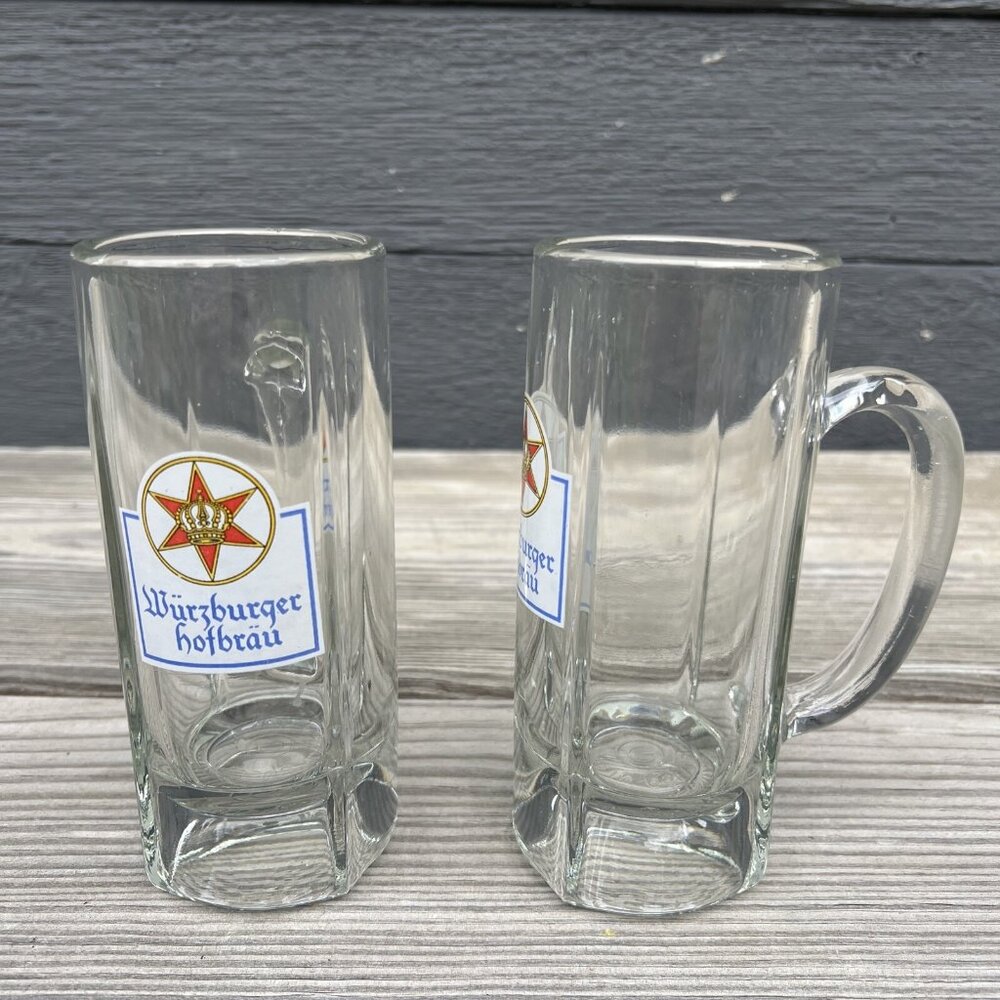 2 VTG Wurzburger Hofbrau Bavarian Pilsner Beer Glass Stein Mug